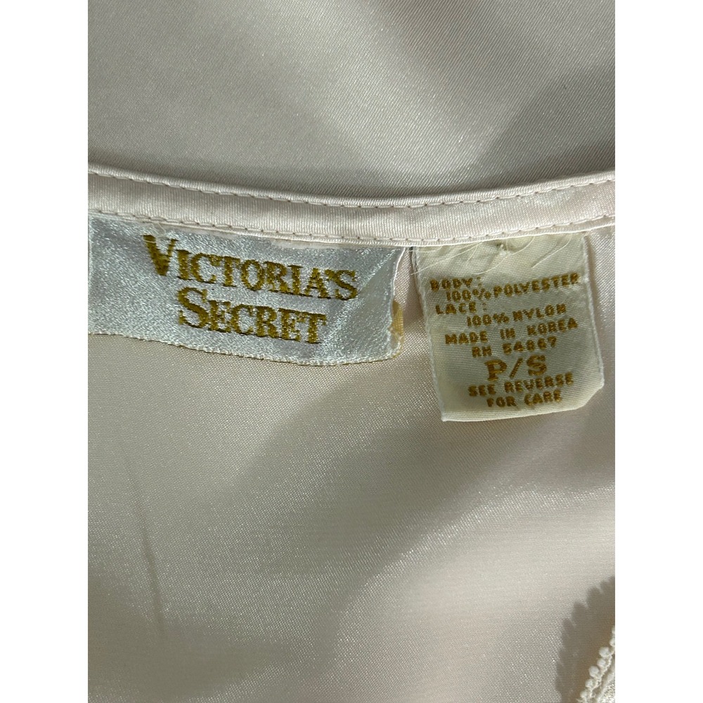 Vintage Victoria's Secret PS Gold Label Short Nightgown Satin Lace Champagne - Picture 4 of 7